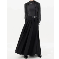 American High Street Big Code Black Plexo Skirt Woman New High Waist Loose With Slim Design Feel 100 Lap Suit Half Body Dress