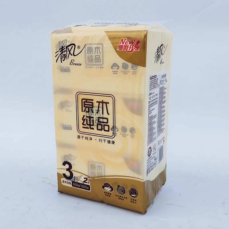 清风BR38SC3原木纯品2层200软包抽纸面巾纸餐巾纸擦手纸48包/箱 - 图2