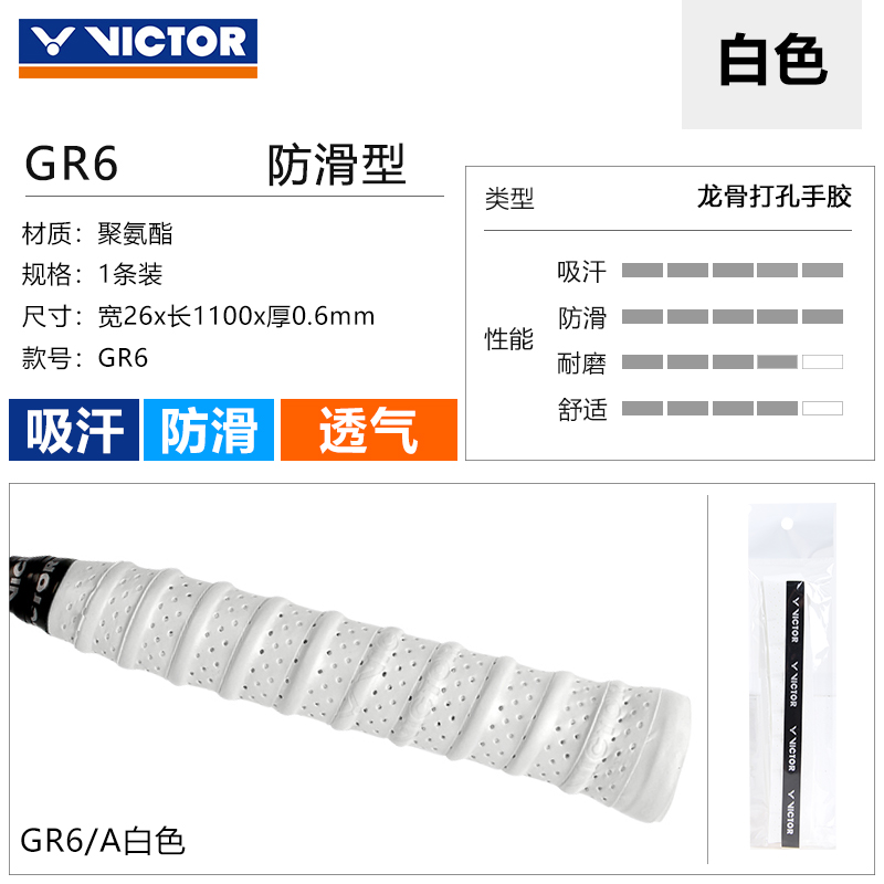 VICTOR胜利手胶粘性吸汗GR6/GR1威克多羽毛球拍握把胶龙骨手胶 - 图3