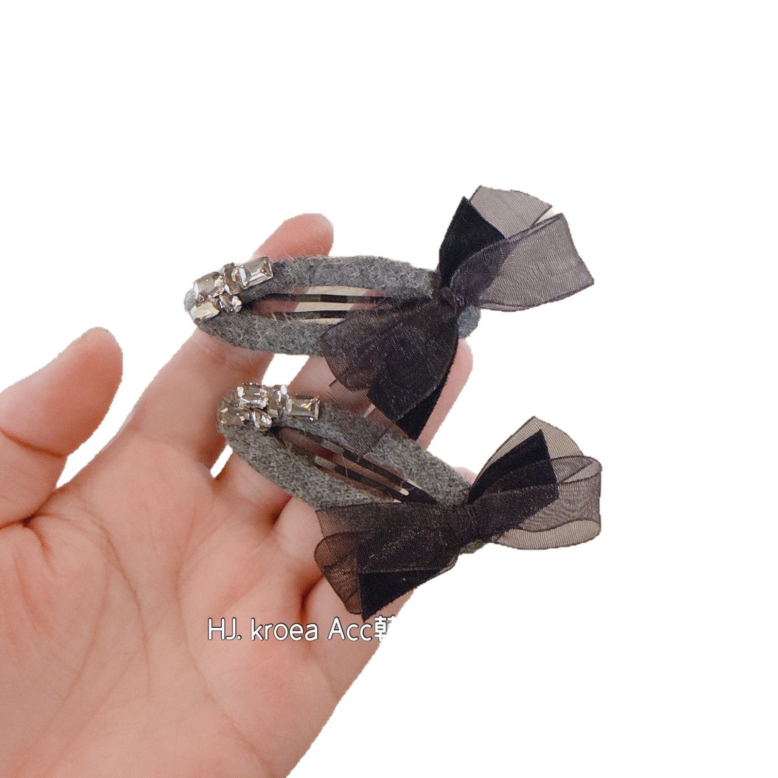 复古感网纱蝴蝶结珍珠钻羊毛灰刘海夹侧边BB夹韩国新款碎发边夹,淘宝优惠券,粉丝福利购,淘宝优惠卷