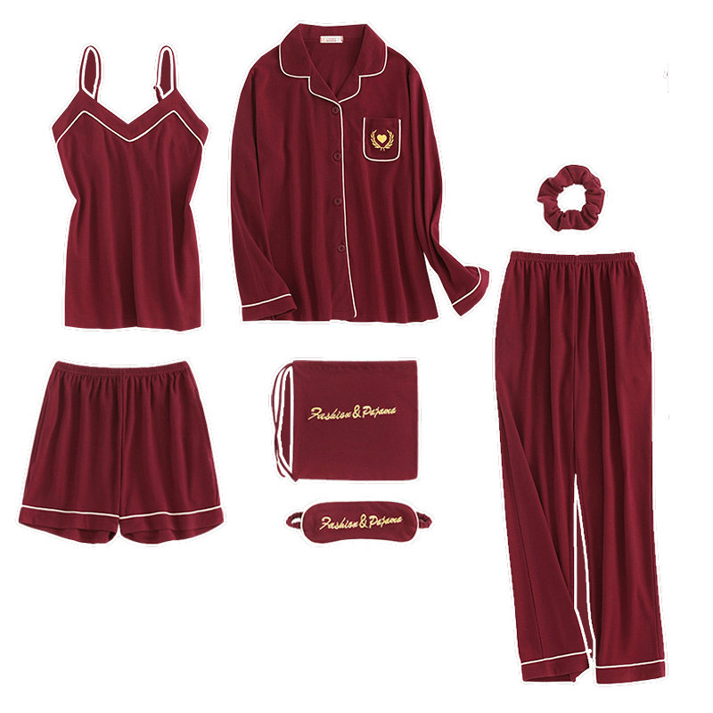 情侣套装春秋七件套纯棉长袖睡衣 繁花浪漫服饰睡衣/家居服套装