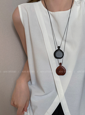 木质复古长款酒壶吊坠毛衣链女