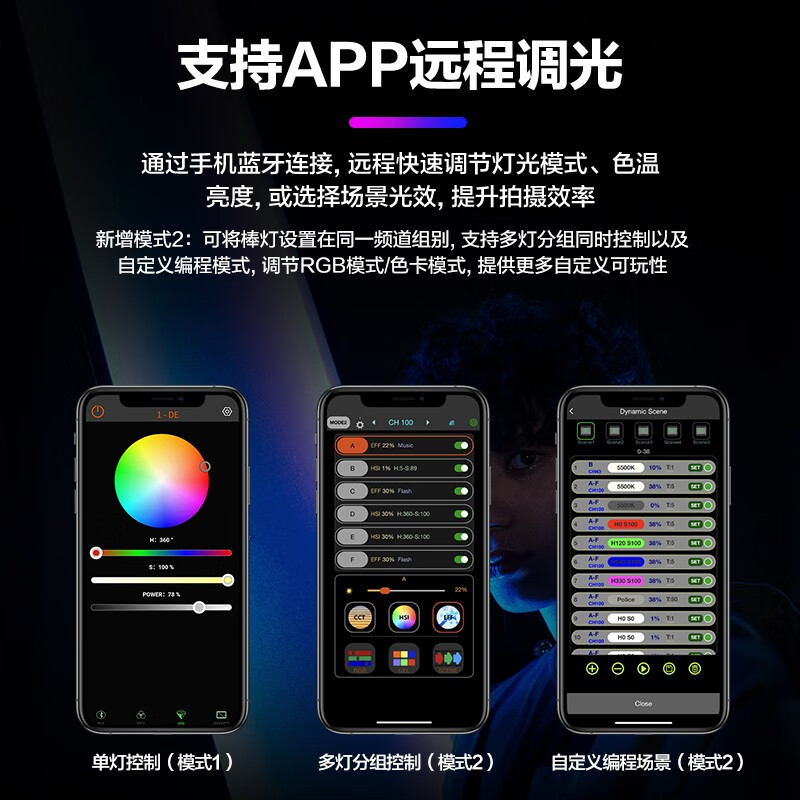 轻装时代LC550手持补光灯棒灯RGB全彩led专业高亮可调色温美颜直-图0