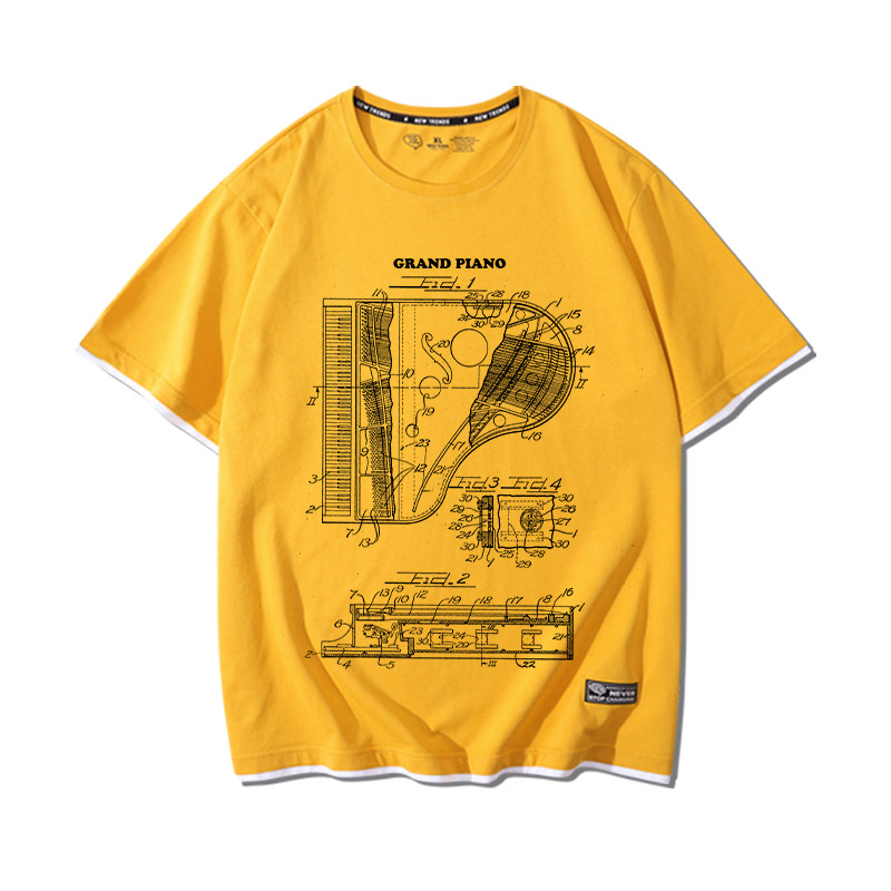 三角钢琴构造图印花纯棉短袖t恤 澳伊恋T恤