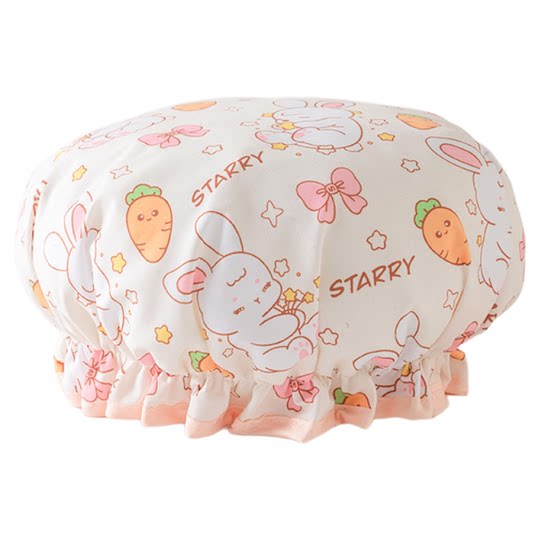 Women's waterproof shower cap for children double layer thickened hair cap