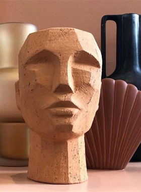 荷兰艺术品陶土头像装饰摆件抽象