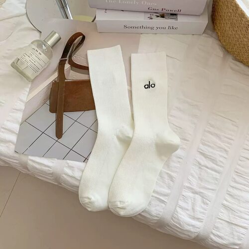 金智秀同款Alo yoga女士运动跑步瑜伽普拉提纯棉袜男高筒四季袜子 - 图3