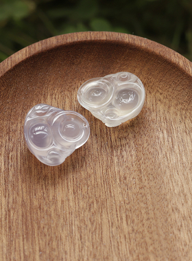 天然白冰种玉髓弥勒佛吊坠