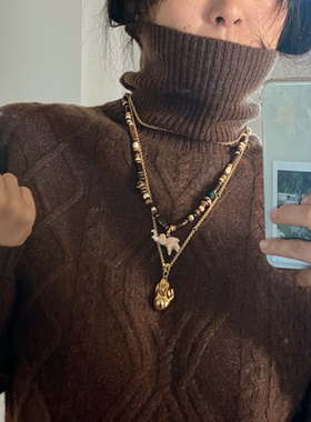 粉色小象高级感锁骨链项链