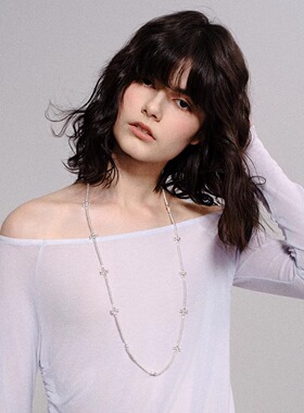 TO家十字架彩钻蝴蝶结时尚百搭高级感小众设计长项链