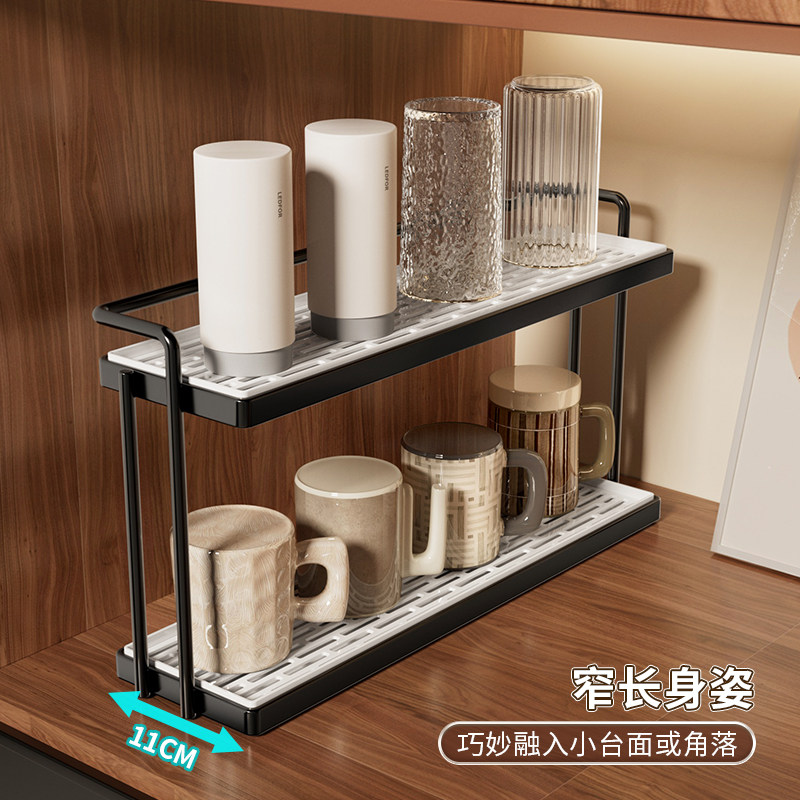 杯架水杯双层架子沥水托盘高级感茶杯玻璃杯餐桌面杯子收纳置物架,淘宝优惠券,粉丝福利购,淘宝优惠卷