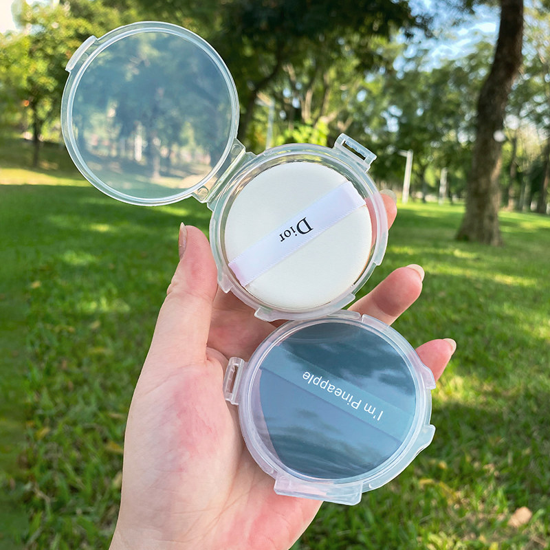 双层粉扑收纳盒桌面透明空盒可拆分干湿两用棉花糖气垫小盒子便携,淘宝优惠券,粉丝福利购,淘宝优惠卷