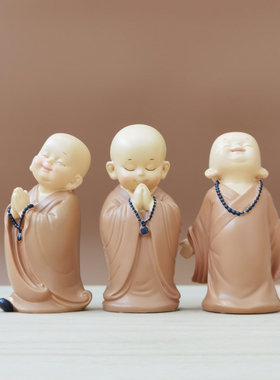 可爱小弥勒和尚摆件套装