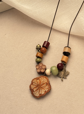 森系复古天然植物项链