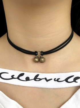 韩版复古颈带锁骨项链吊坠