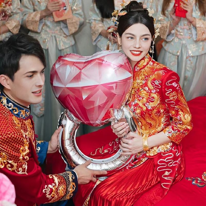Certificate wedding balloon diamond ring proposal bride dressing gown engagement photo props confession decoration wedding inflatable