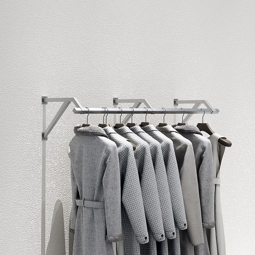 服装店展示架银色壁挂式陈列侧挂服装货架不锈钢上墙挂衣架置物架 - 图0