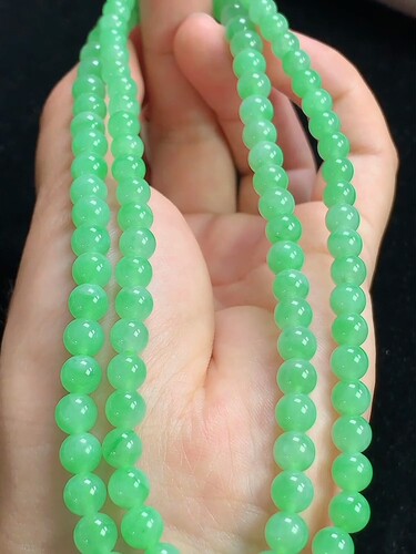 天然缅甸翡翠A货，满绿玉珠项链，尺寸50-6.5mm，105颗，L04xtg - 图1