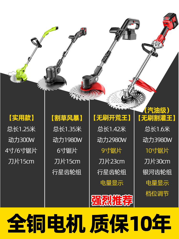 电动割草机手持清明除草家用锂电草坪果园绿化续航多能大容量充电