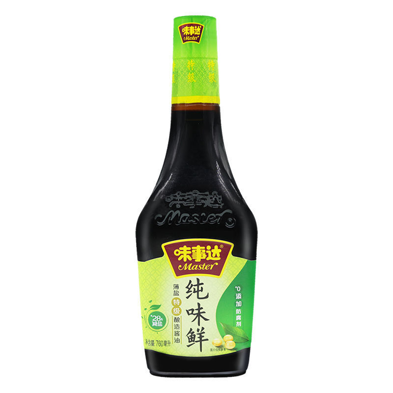 味事达纯味鲜酱油760ml减盐酿造家用凉拌烹调点蘸生抽佐餐