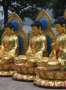 树脂玻璃钢金色三宝佛