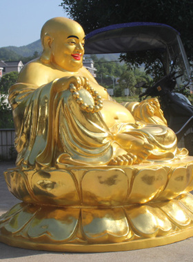 树脂玻璃钢鎏金大肚弥勒佛
