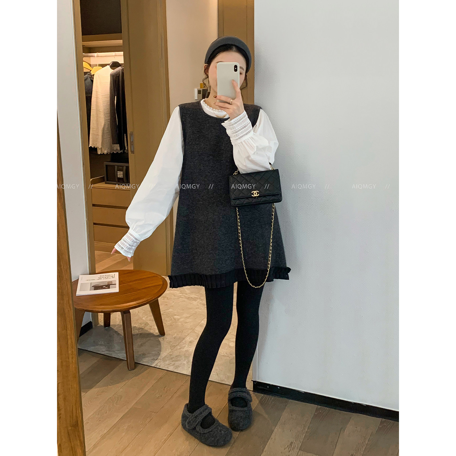 爱情魔鬼鱼 休闲套装女2025年冬季新款长袖衬衫背心连衣裙两件套,淘宝优惠券,粉丝福利购,淘宝优惠卷