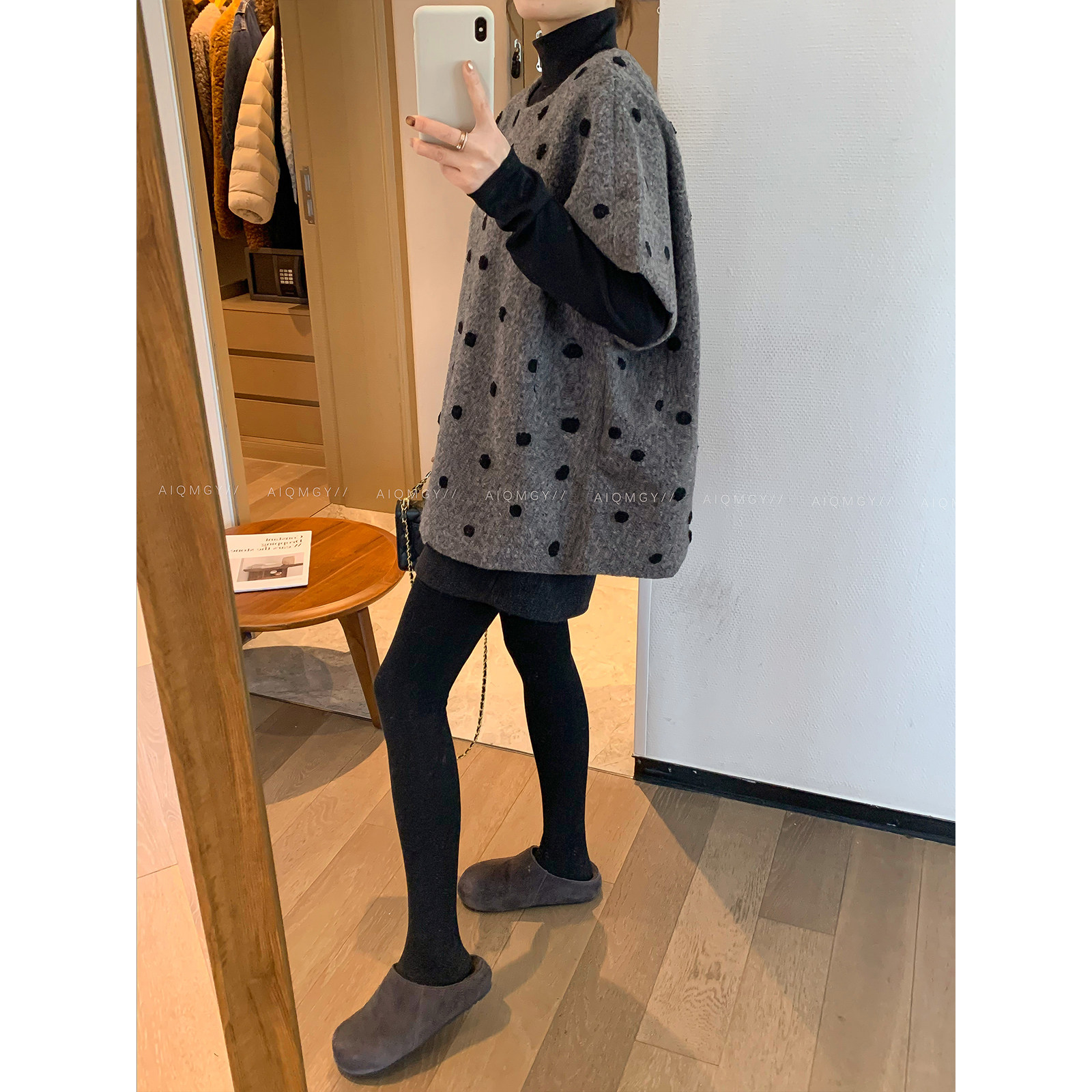 爱情魔鬼鱼 时尚套装女2025年冬季长袖打底T恤叠穿波点马甲两件套,淘宝优惠券,粉丝福利购,淘宝优惠卷