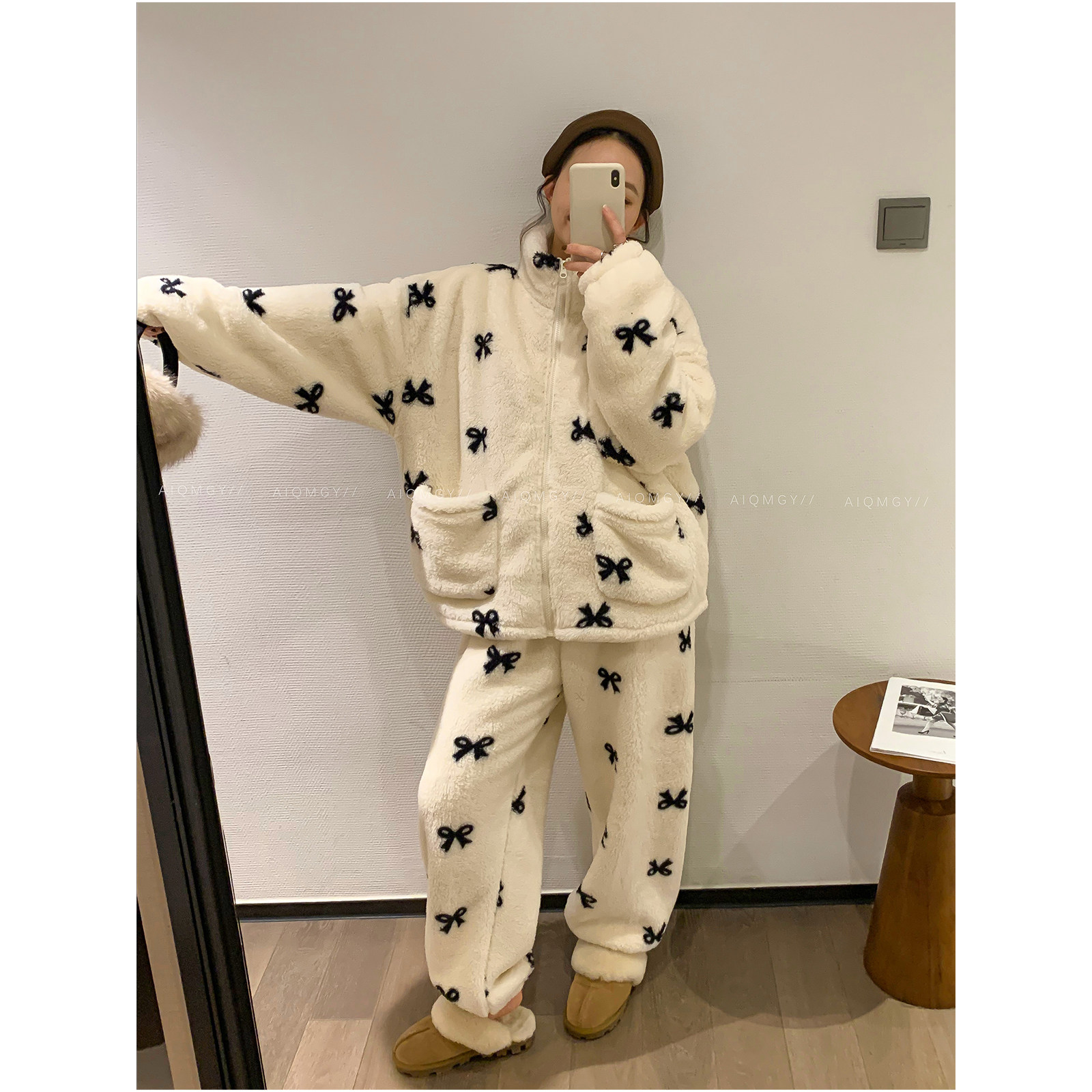 爱情魔鬼鱼 家居服套装女2025年冬季新款外穿保暖睡衣睡裤两件套,淘宝优惠券,粉丝福利购,淘宝优惠卷