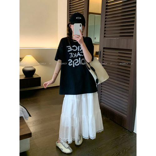 爱情魔鬼鱼 短袖圆领字母印花T恤女2026夏季新款时尚宽松显瘦上衣 - 图0