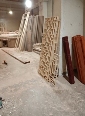 定制仿古门窗电视背景墙屏风挂落镂空花板隔断客厅吊顶实木门玄关
