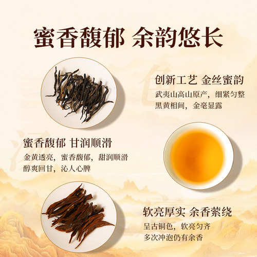 元正蜜香金丝蕊红茶特级正宗武夷山小种红茶自饮口粮茶叶散装罐装 - 图0