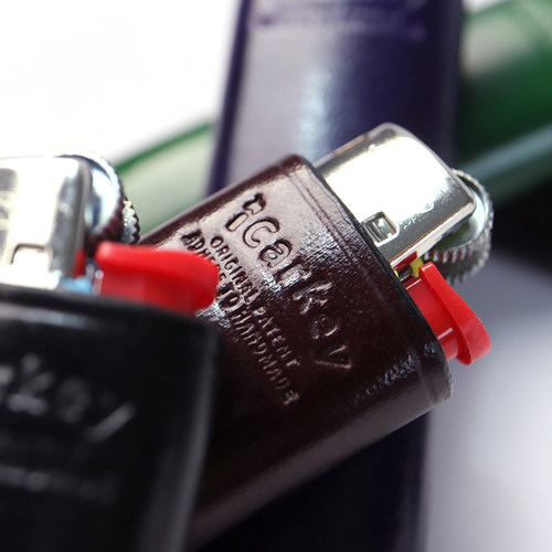 bic法国比克打火机皮套适配J3J5一体无缝塑形手工头层牛皮保护套 - 图2