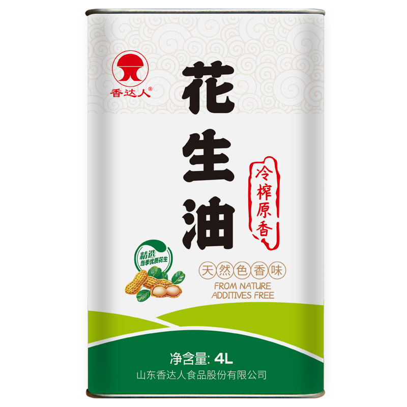 冷榨天然原香花生油物理一级压榨无添加热炒烹饪用油4L马口铁罐装 - 图1