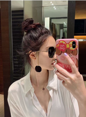 萧敬腾倪妮同款大方框墨镜纯钛合金链条带吊坠太阳眼镜小红书瘦脸