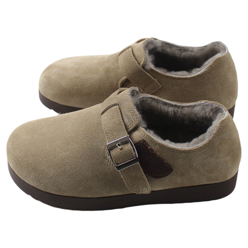 蚁团外贸冬季加绒厚底羊毛勃肯鞋女防滑软底羊皮毛一体磨术贴棉鞋,淘宝优惠券,粉丝福利购,淘宝优惠卷