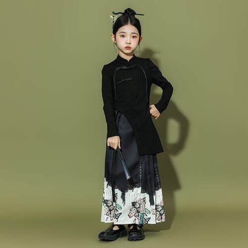 儿童国风汉服套装男女童马面裙国学合唱古典舞蹈元旦国庆表演服 - 图3