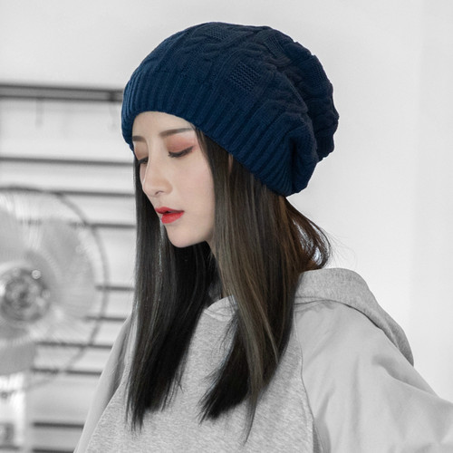 毛线帽女宽松大头围显脸小冬加绒厚针织堆堆冷帽时尚洋气2025新款 - 图2
