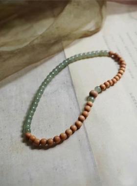 和田玉手串晴水老山檀手