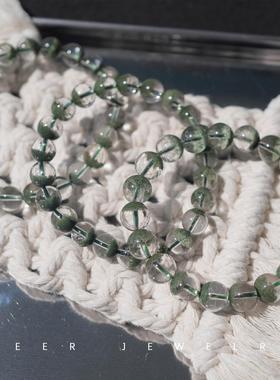 天然绿幽灵手链绿色水晶
