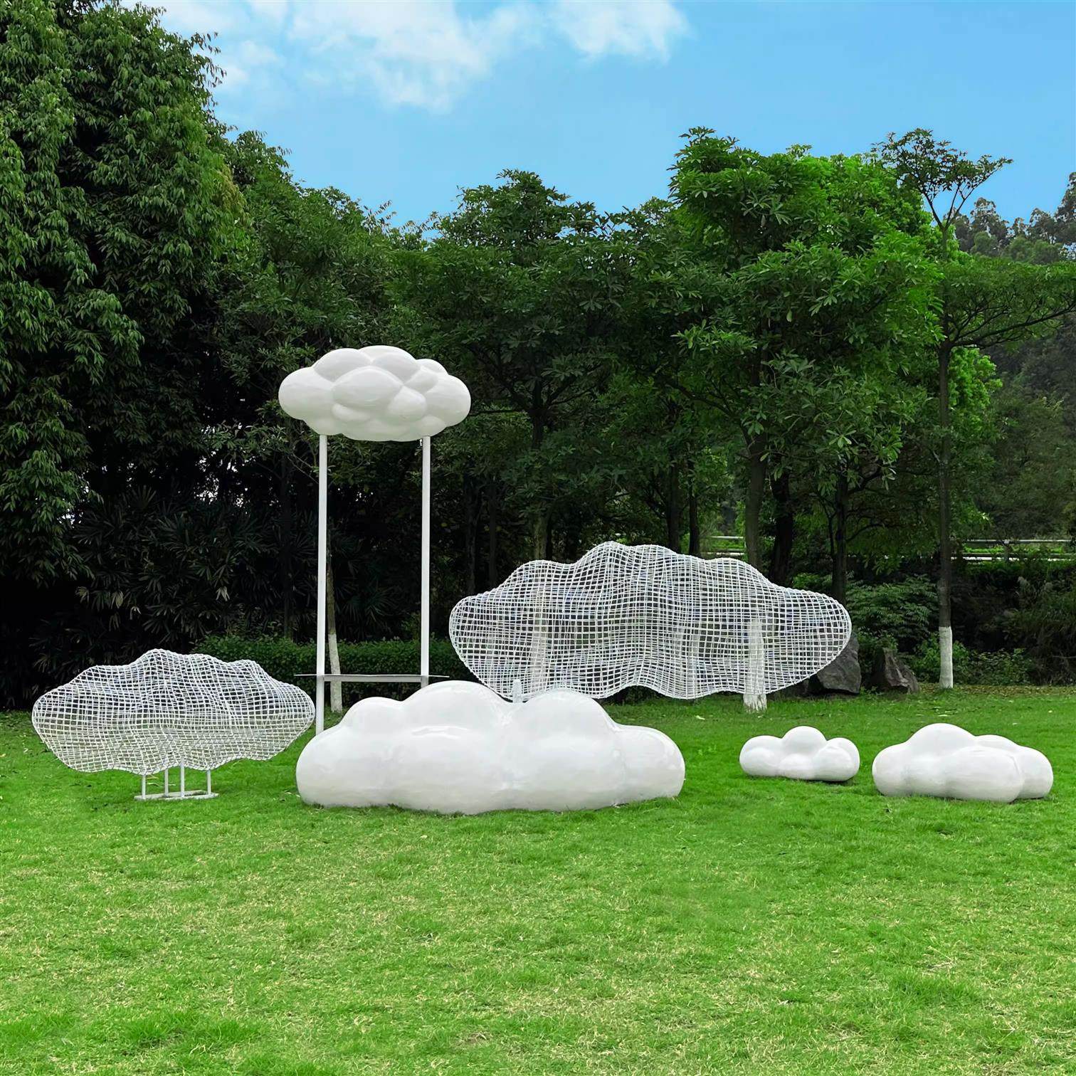 户外铁艺不锈钢镂空云朵雕塑商场广场景观装饰玻璃钢抽象人物摆件,淘宝优惠券,粉丝福利购,淘宝优惠卷