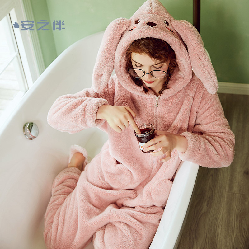 安之伴秋冬法兰绒卡通珊瑚绒睡衣 安之伴昕韵睡衣/家居服套装