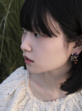 巡meguri原创进出汉字花朵耳环