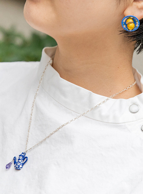 Palnartpoc日本手作蓝茶壶项链