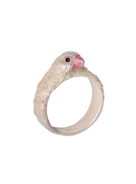 Palnartpoc锡合金禾雀文鸟戒指