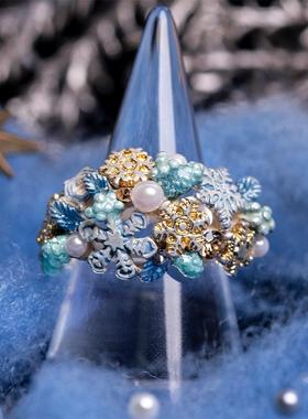 巡meguri原创手作Palnart poc圣诞节限定圣诞花环戒指开口可调节