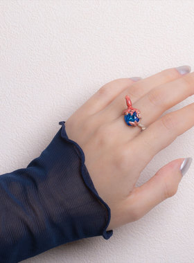 巡meguri精品Palnart Poc大王鱿戒指指环深海生物精致水钻可调节