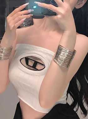 欧美夸张朋克开口宽边线条缠绕手镯女ins冷淡风手环气质百搭臂环