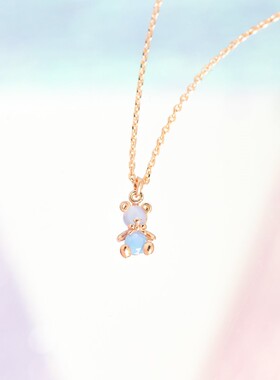 GirlsCrew蓝色小熊纯银小众项链