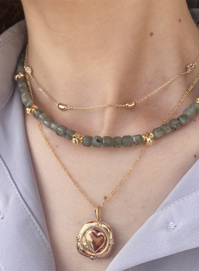 LHWindsor温莎珠宝禅意花园项链灰绿色玛瑙串珠锁骨链小众设计感